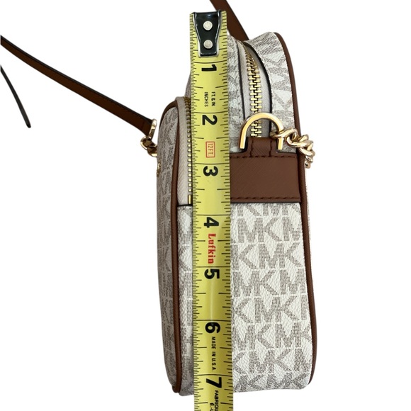 Michael Kors Cream and Brown Crossbody Flight Bag - Picture 7 of 11